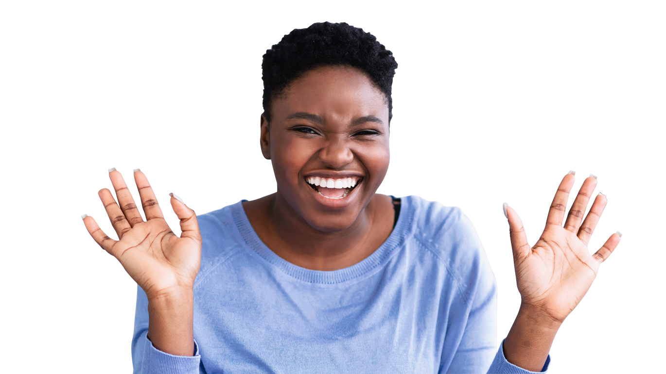 Lady with her hands up