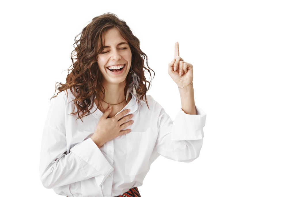 Lady pointing at info